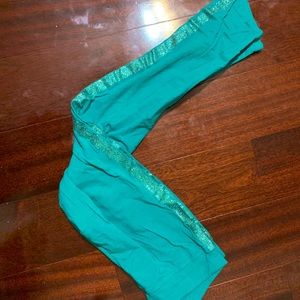 Girl’s Green Sparkle striped pants